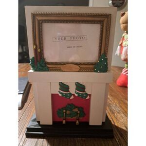 Farmhouse Christmas Photo Folder Fireplace Mantel Holiday Family Picture Frame